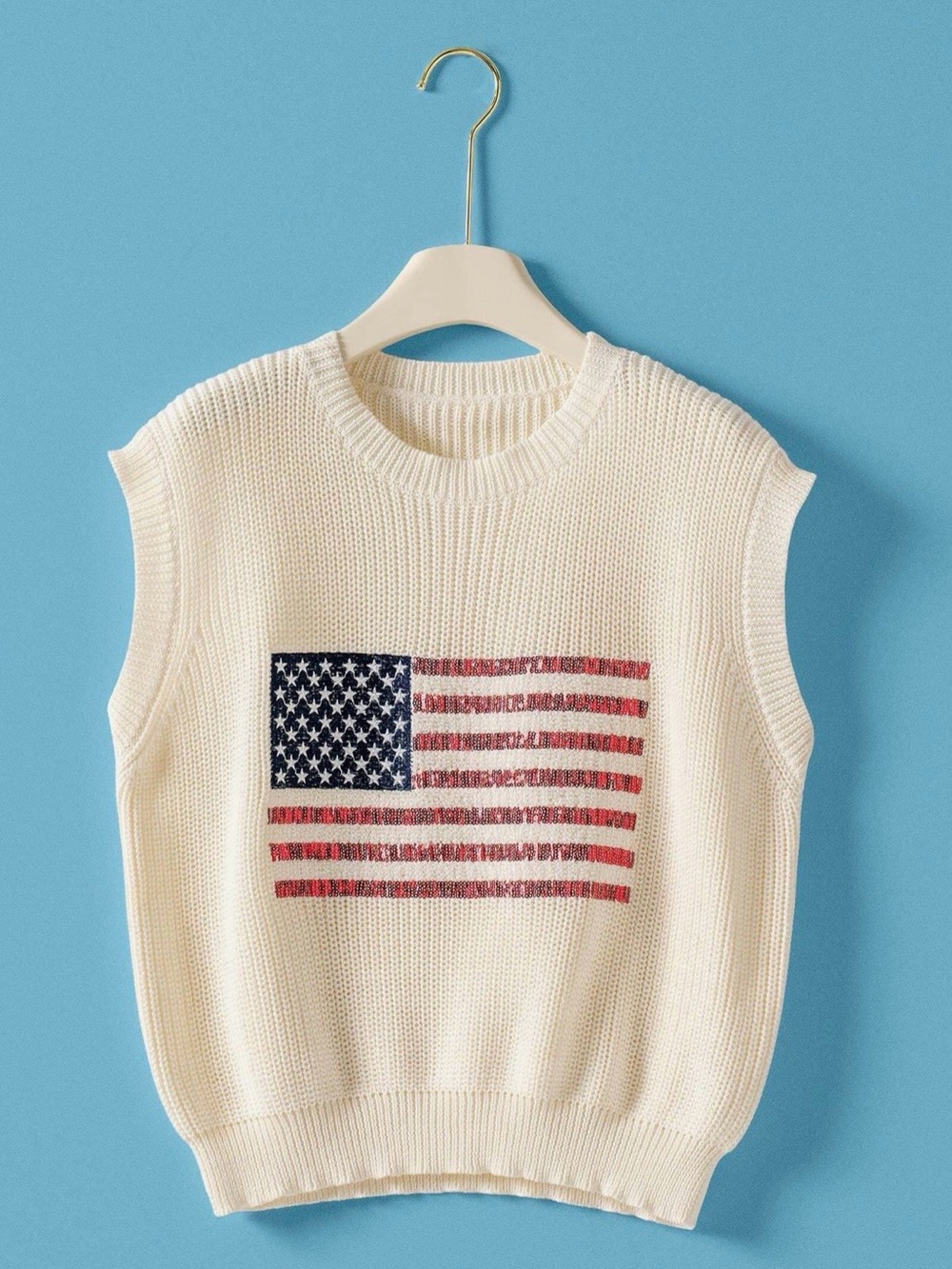 American Flag Knit Vest
Sequin Detail